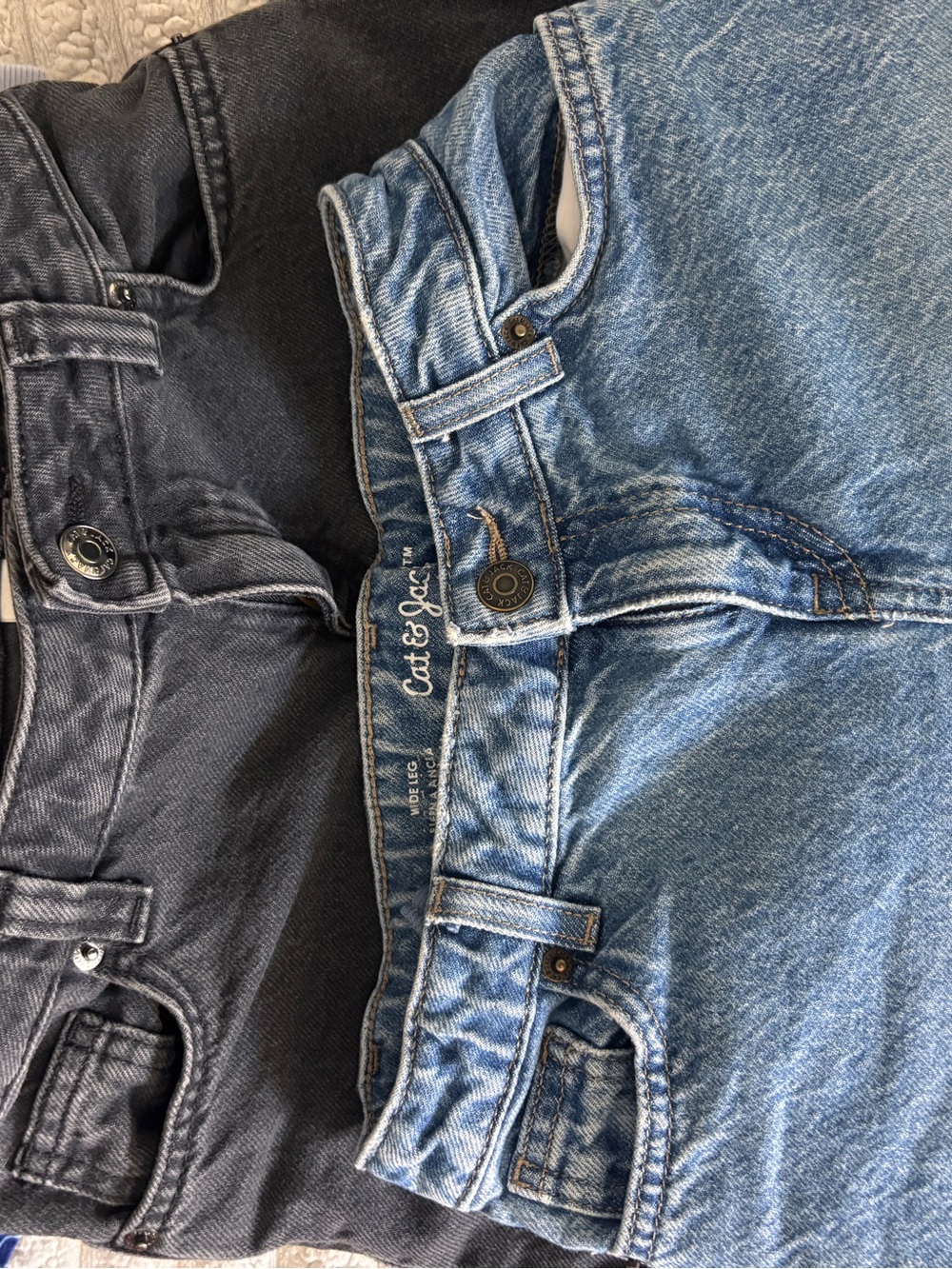 2 Cat & Jack (Light Blue + Black) Wide-Leg Kids Jeans